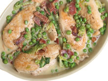 kipfilet met room en spek