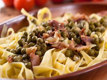 pasta met spek en erwtjes